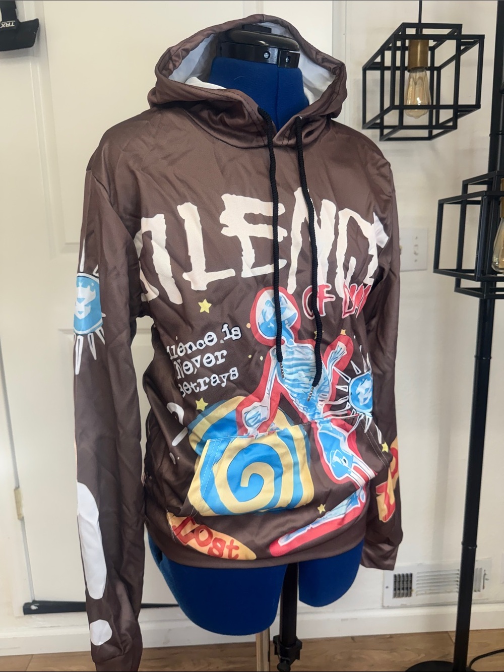 Brown Graphic Hooded Sweatshirt